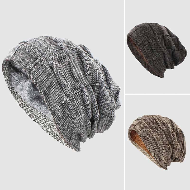 OutfitLondon Men's Slouch Beanie Soft Ribbed Knit Plush Fleece