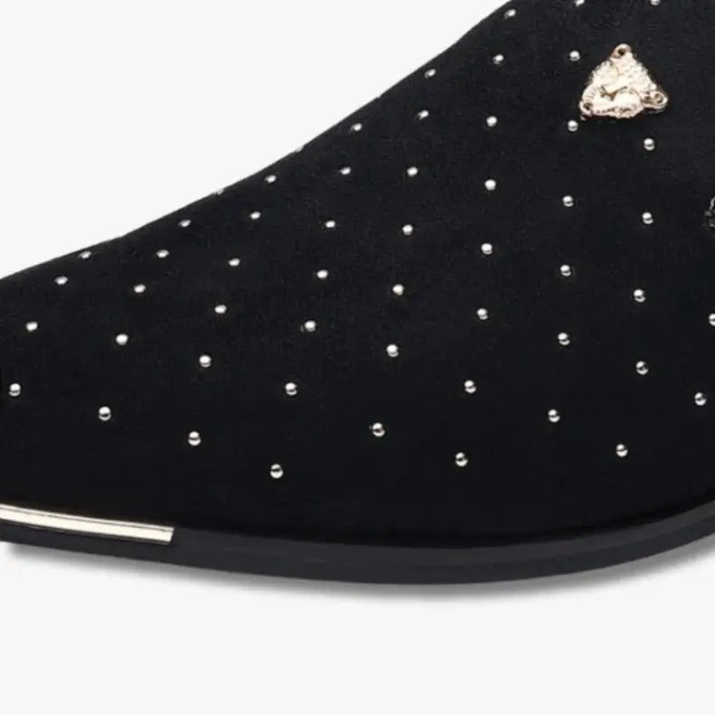 Men's Dark Blue Suede Loafers with Studs