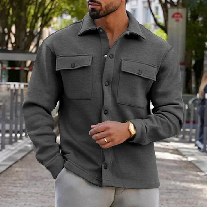 Stylish Cotton Shirt Jacket with Pockets