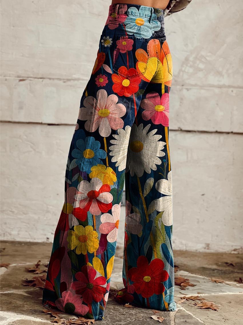 Stylish Floral Loose Fit Trousers