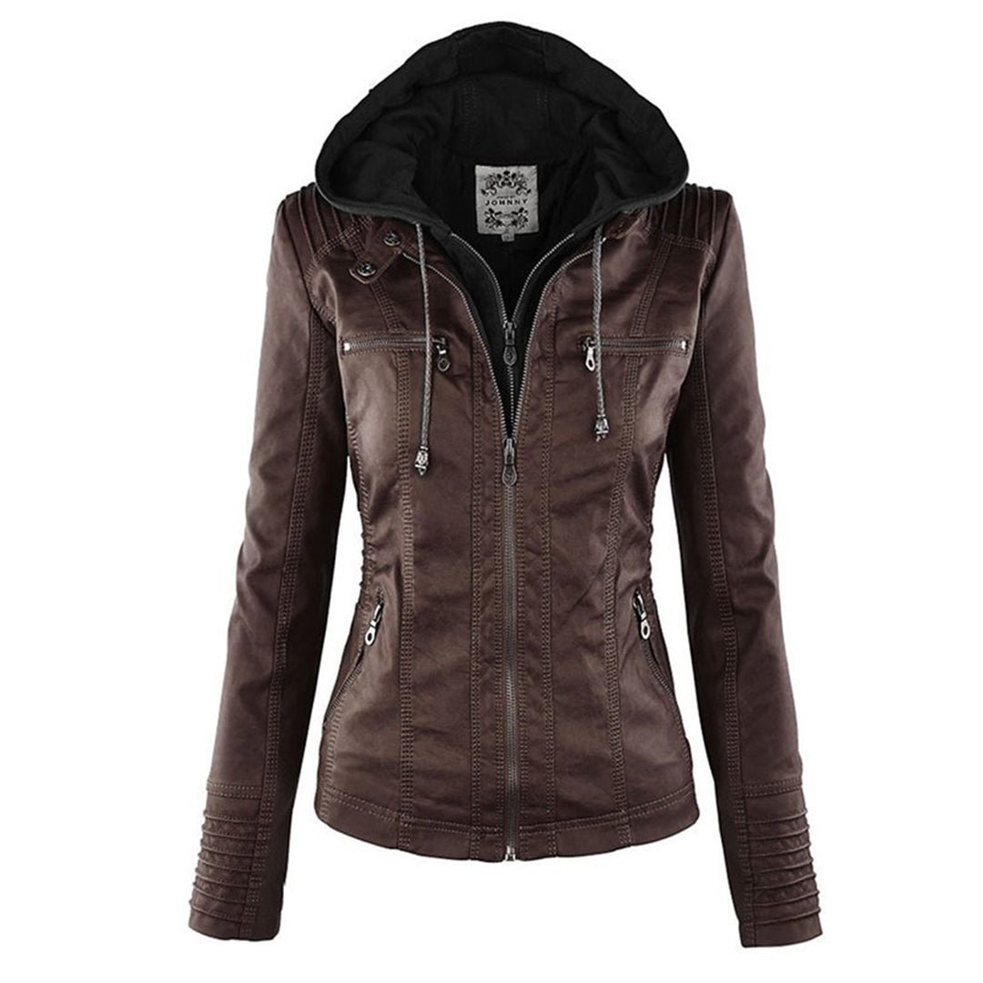 Slim Fit Ladies Leather Motorcycle Jacket