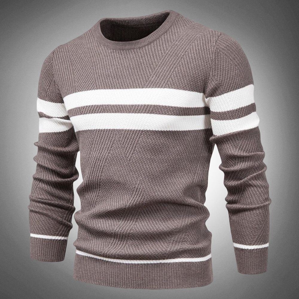 Casual Striped Knit Crew Neck Sweater