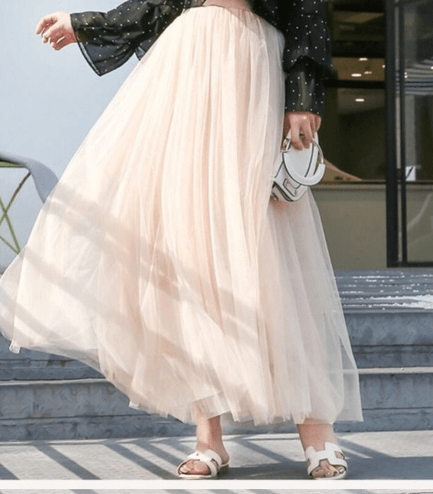 High Waisted Midi Flowy Ankle Skirt