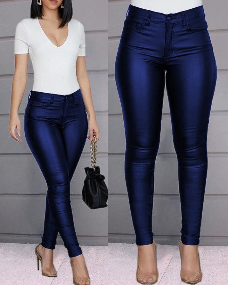 Women's Stylish Faux Leather Slim Fit Pants
