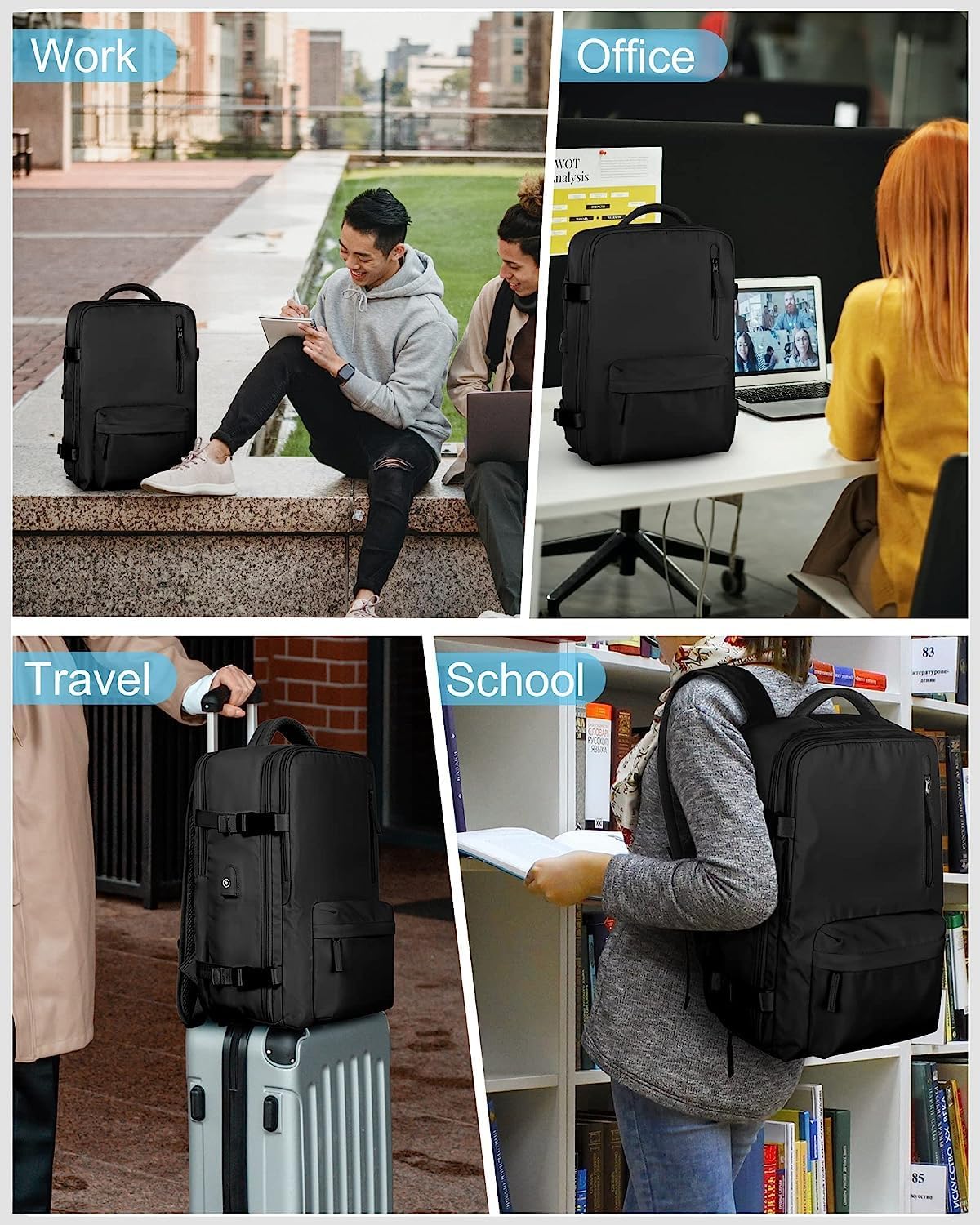 Waterproof Hiking Rucksack with Laptop Sleeve & USB Charger