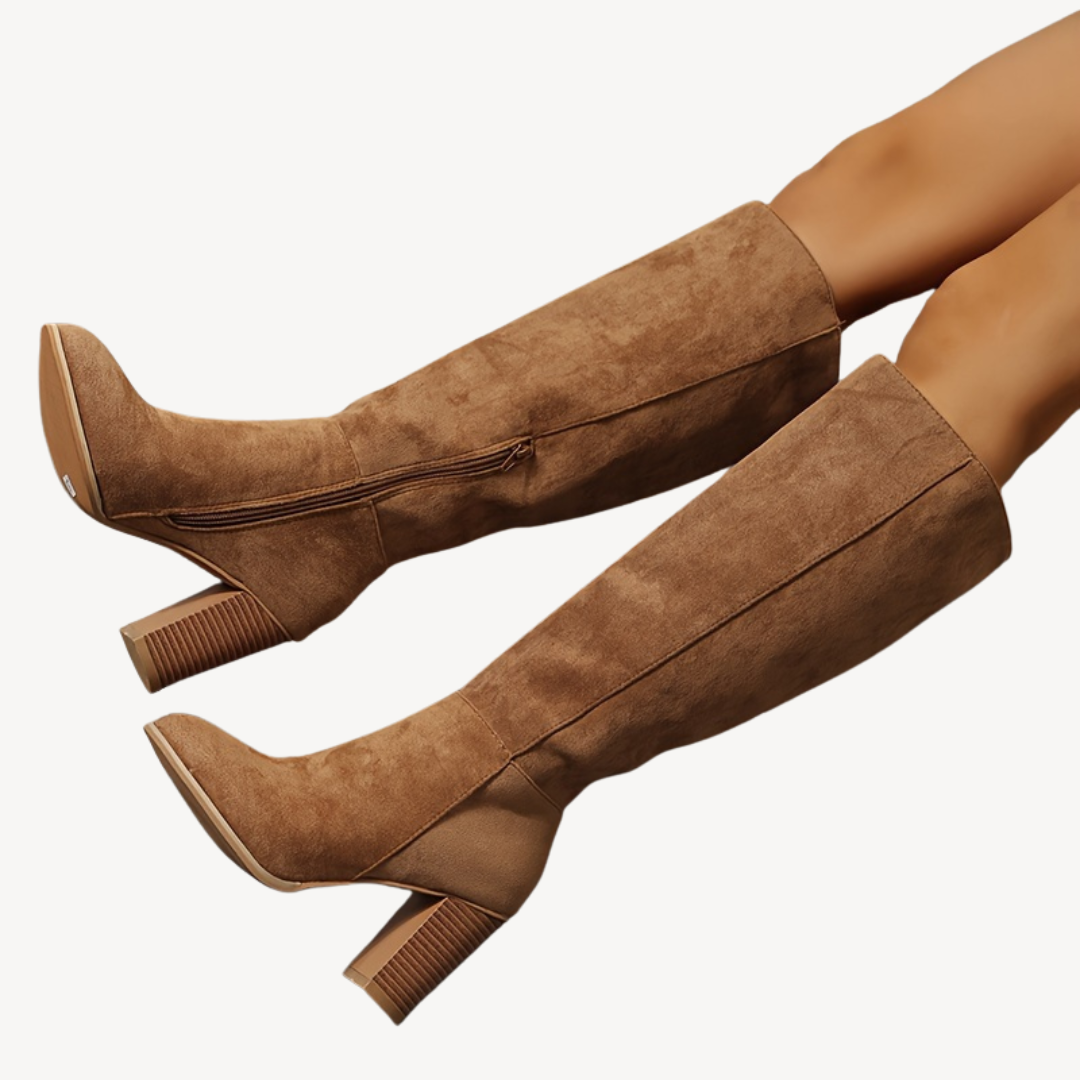 Comfortable High Heel Tall Leather Boots
