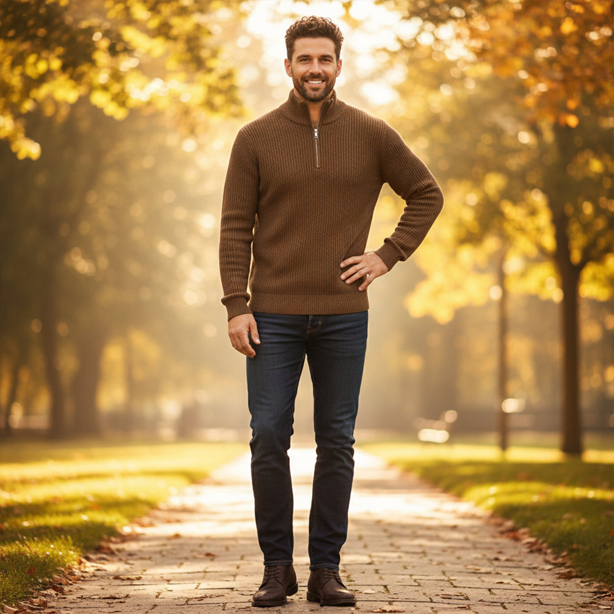 Classic Men's Quarter Zip Knitted Sweater