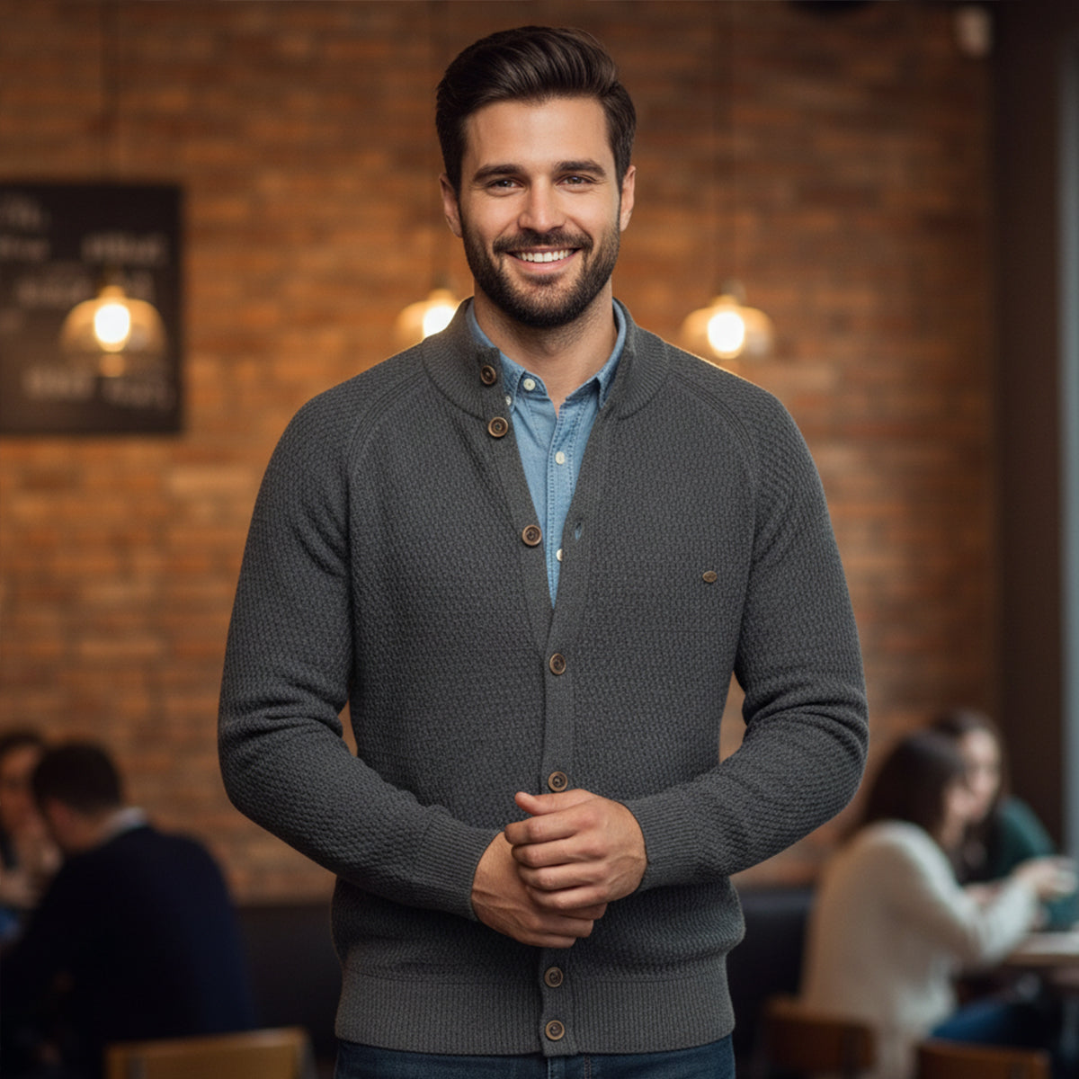 Relaxed Fit Mens Knit Button Cardigan