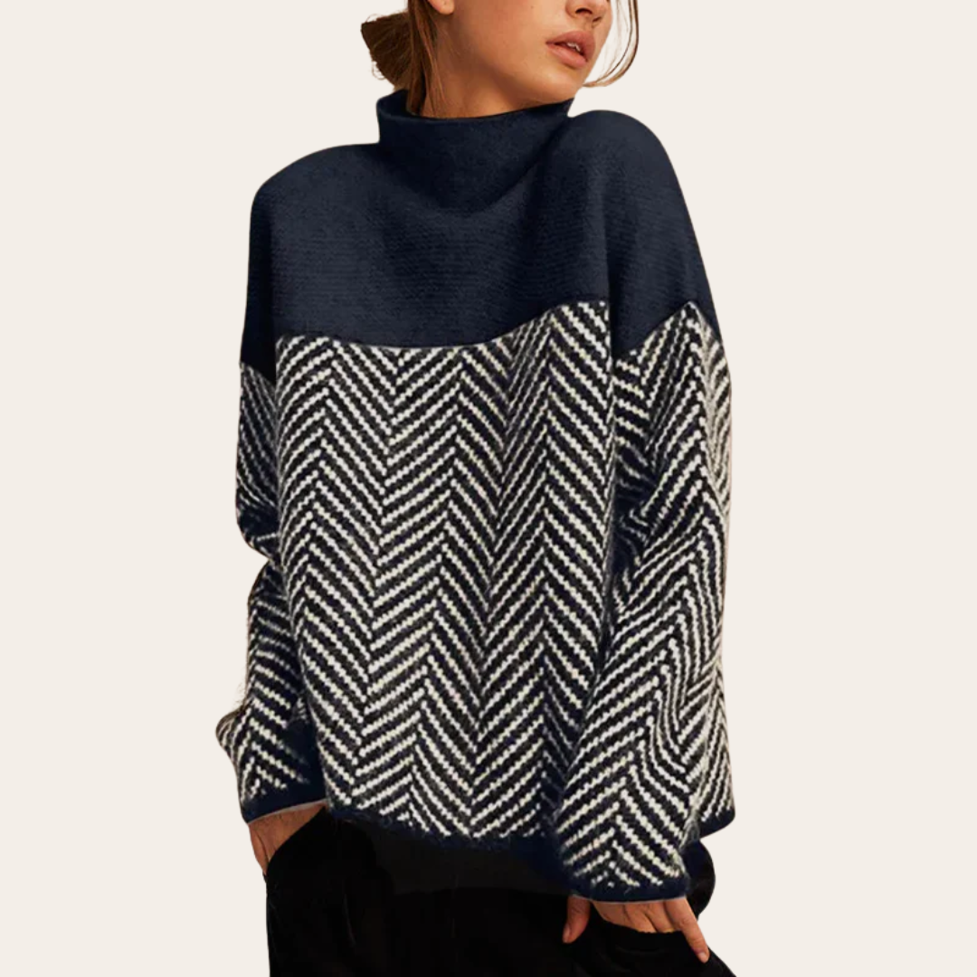 Fashionable Color Block Knit Sweater