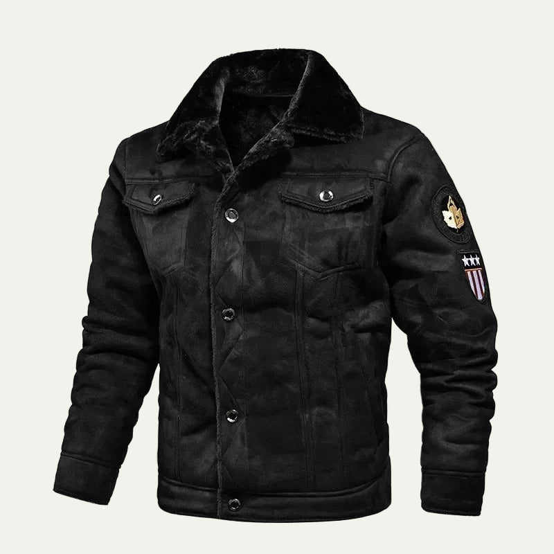 Men's Faux Suede Insulated Denim Jacket