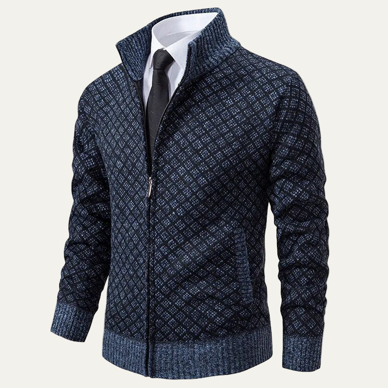 Men's Thick Zipper Patterned Sweater