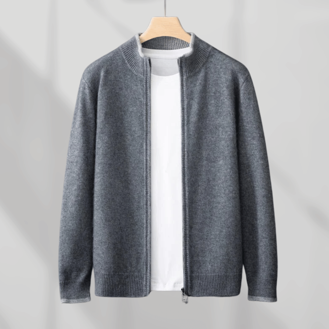Luxury Men's Cashmere Zip Up Coat