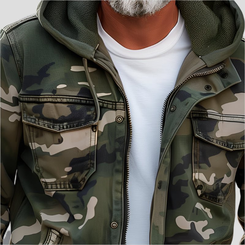 Men's Outdoor Camo Zip Up Hoodie Jacket