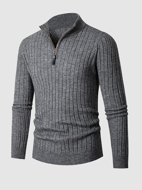 Men's Soft Zip Up Crew Neck Sweater