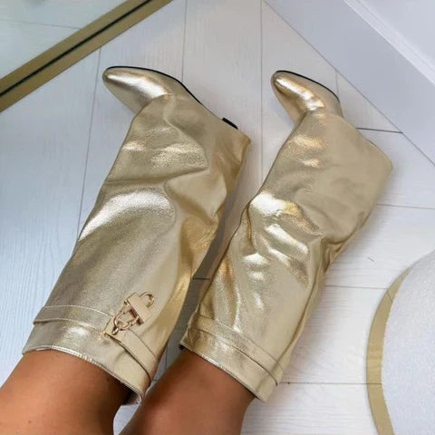 Shiny Leather Ankle Boots