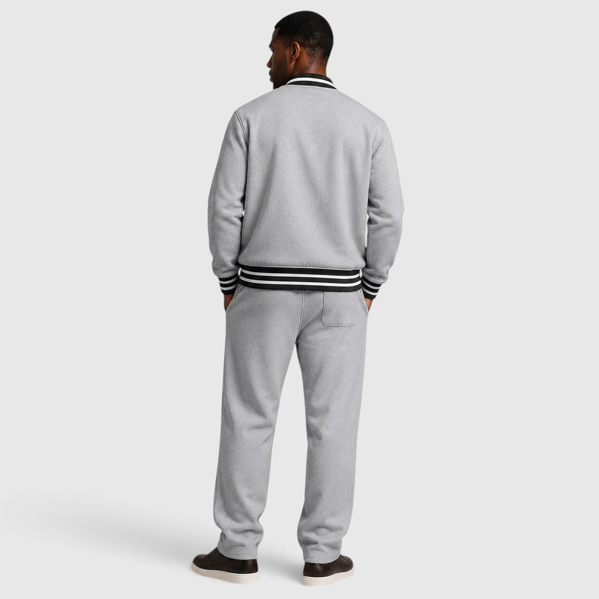 Men's Casual Two-Piece Bomber Jacket and Trousers Set