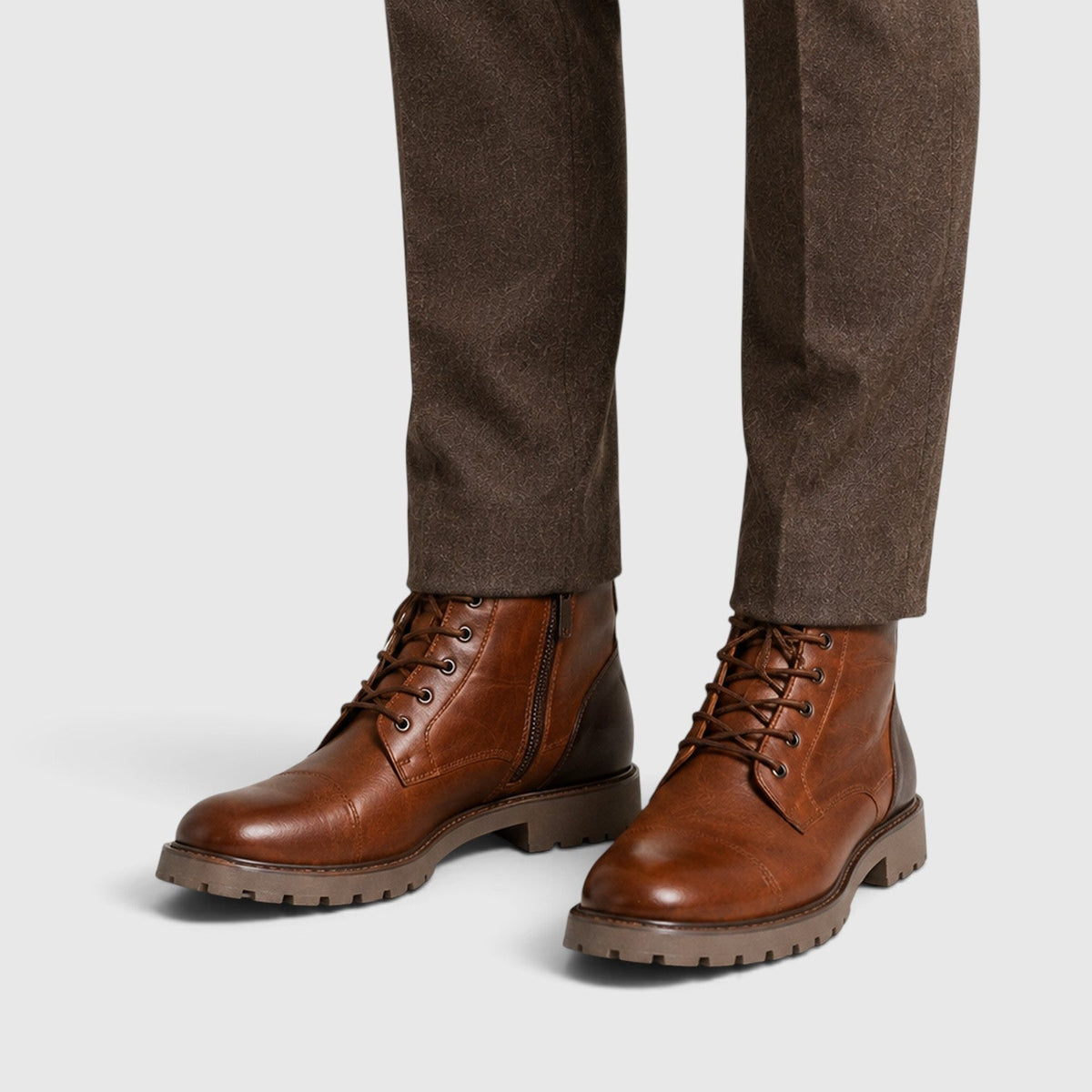 Men's Classic Leather Ankle Boots with Side Zip