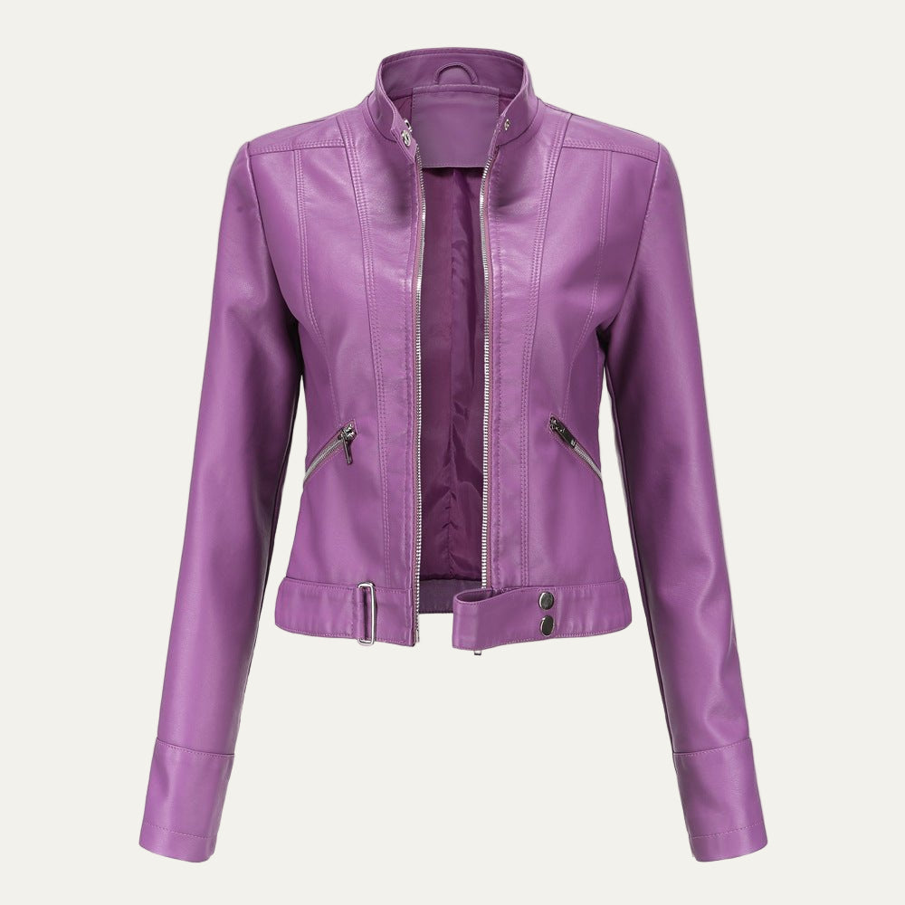 Short Faux Leather Biker Jacket for Women