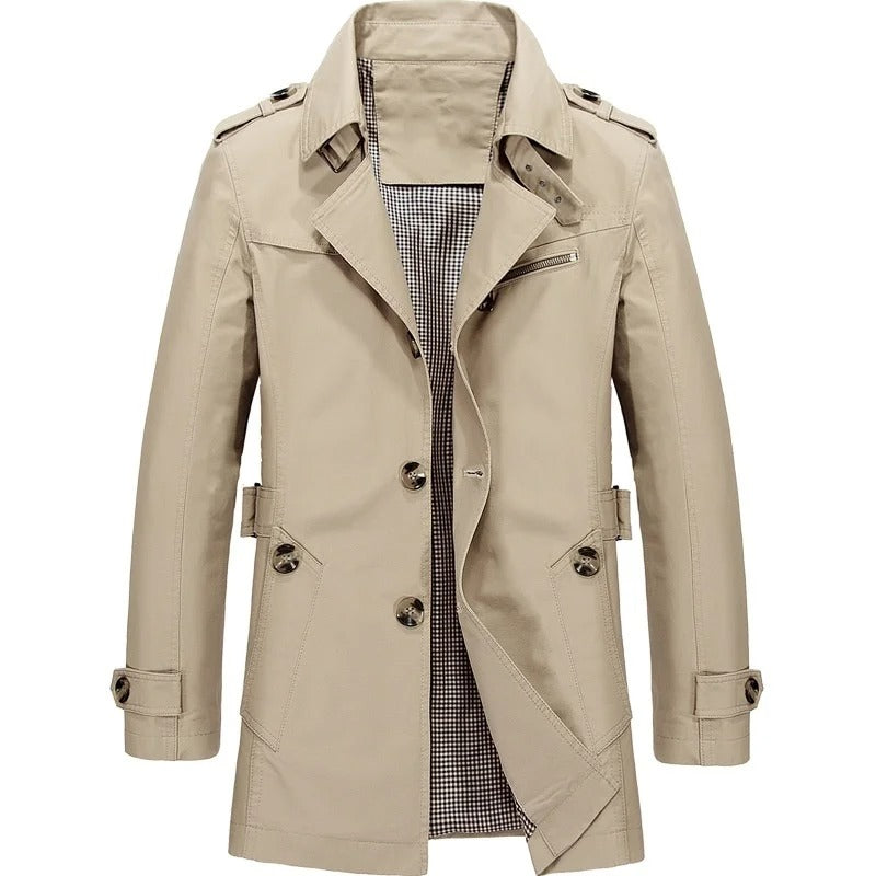 Rainproof Long Men's Trench Coat