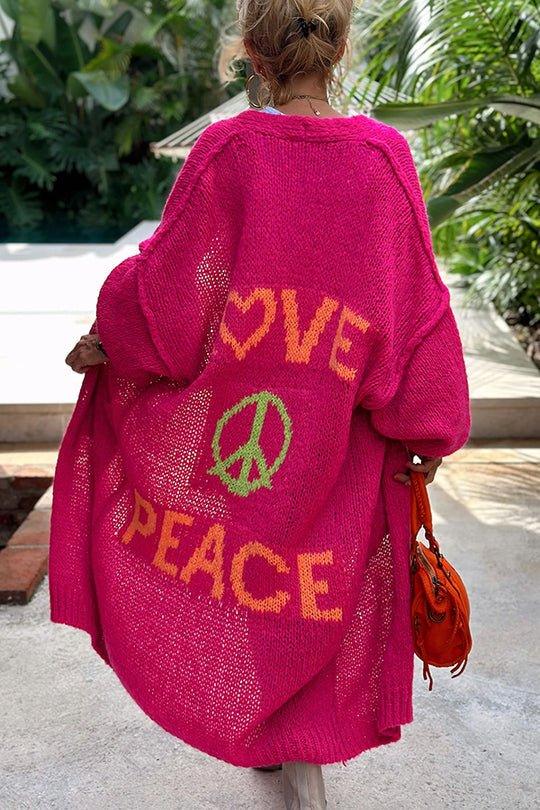 Comfortable Oversized Peace Symbol Women's Sweater