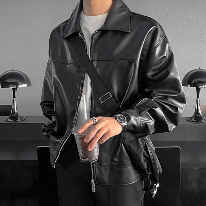 Vintage Style Synthetic Leather Men's Coat - OutfitLondon