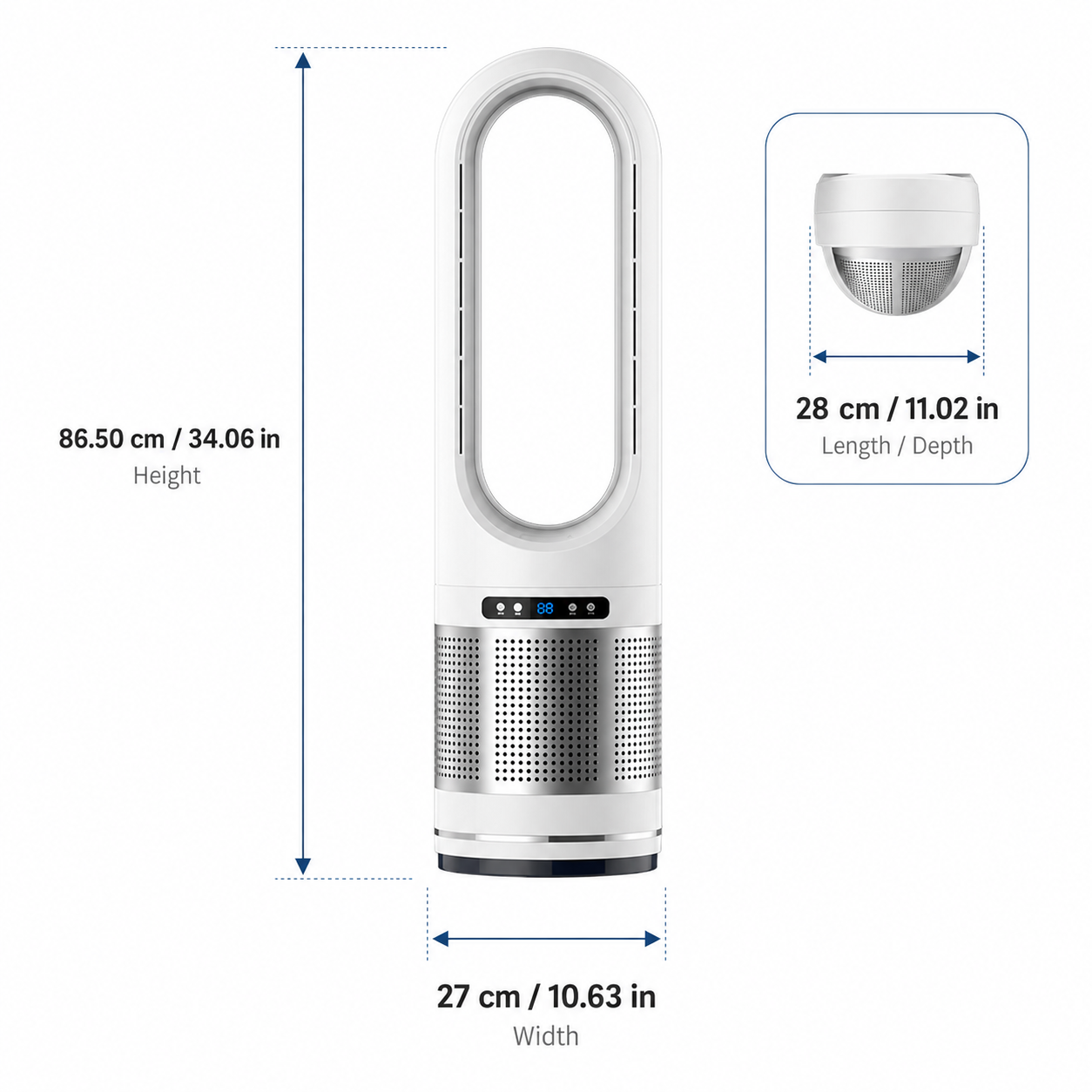 Portable Bladeless Tower Fan for Home & Office