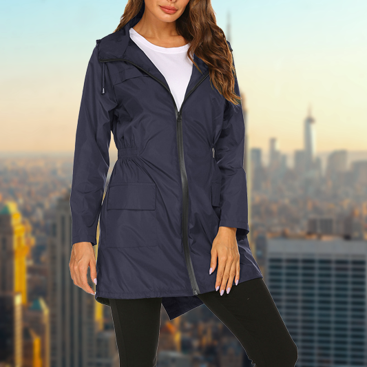 Waterproof Ladies Zip Up Jacket with Fitted Waist