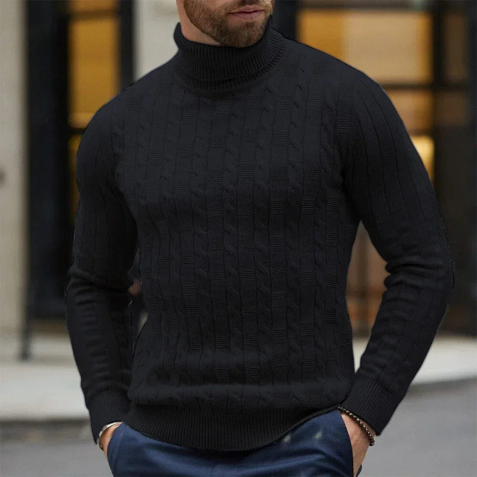 Warm Cable Knit Sweater with Fleece Lining for Men