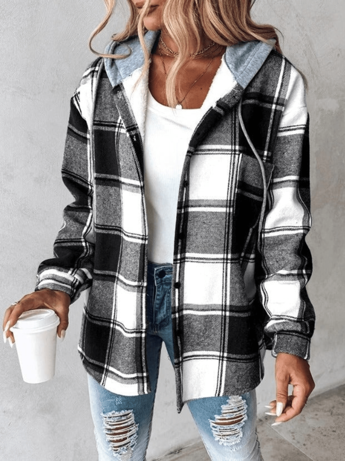 Blue Women's Fleece Hooded Jacket