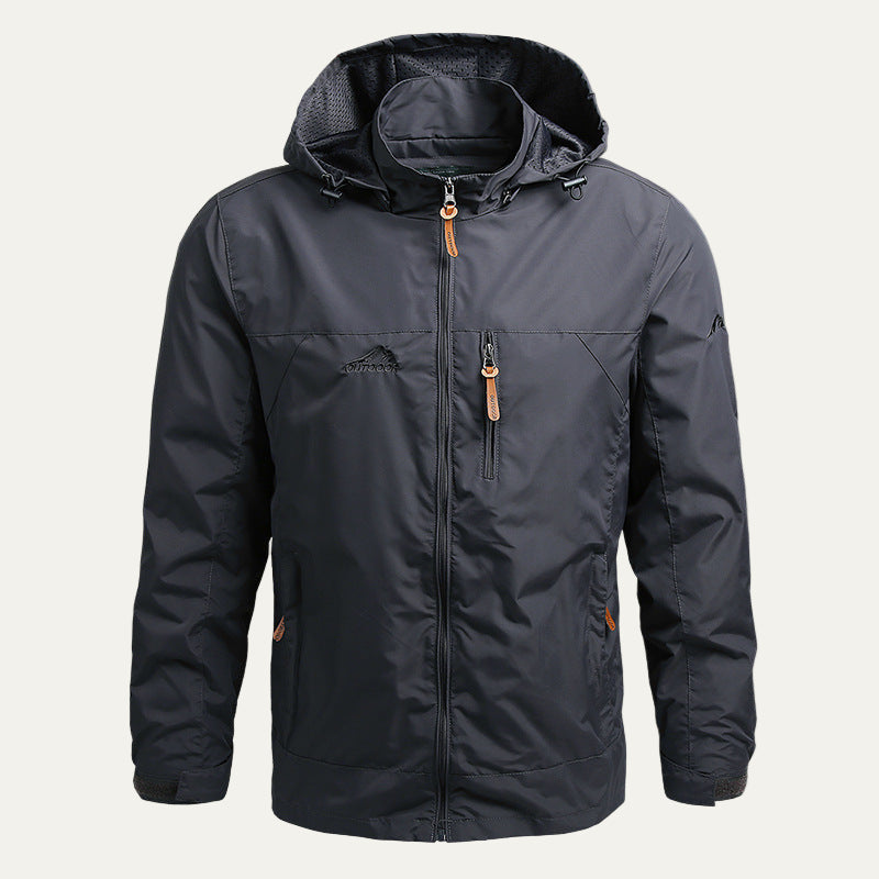 Waterproof Men's Zipper Hoodie Jacket with Pockets