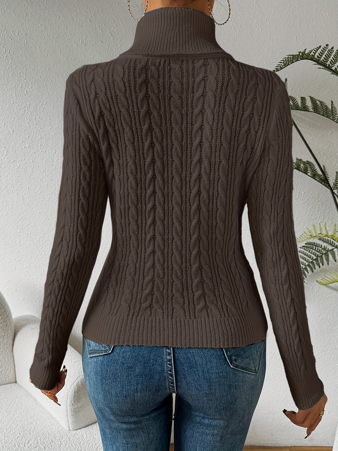 Warm Thick Knit Turtleneck Sweater for Women