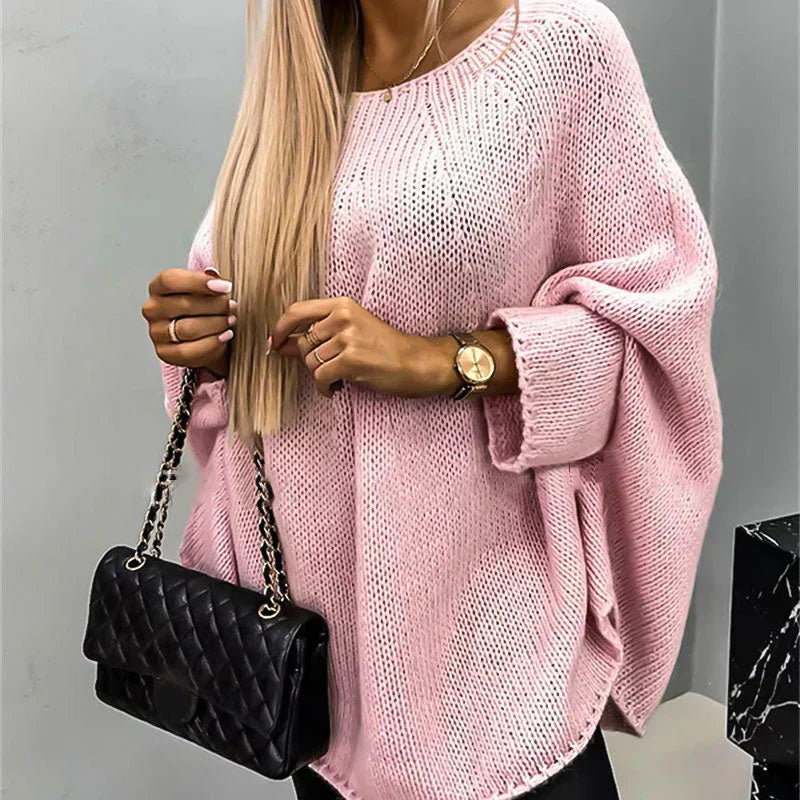 Warm Crew Neck Knit Sweater for Women