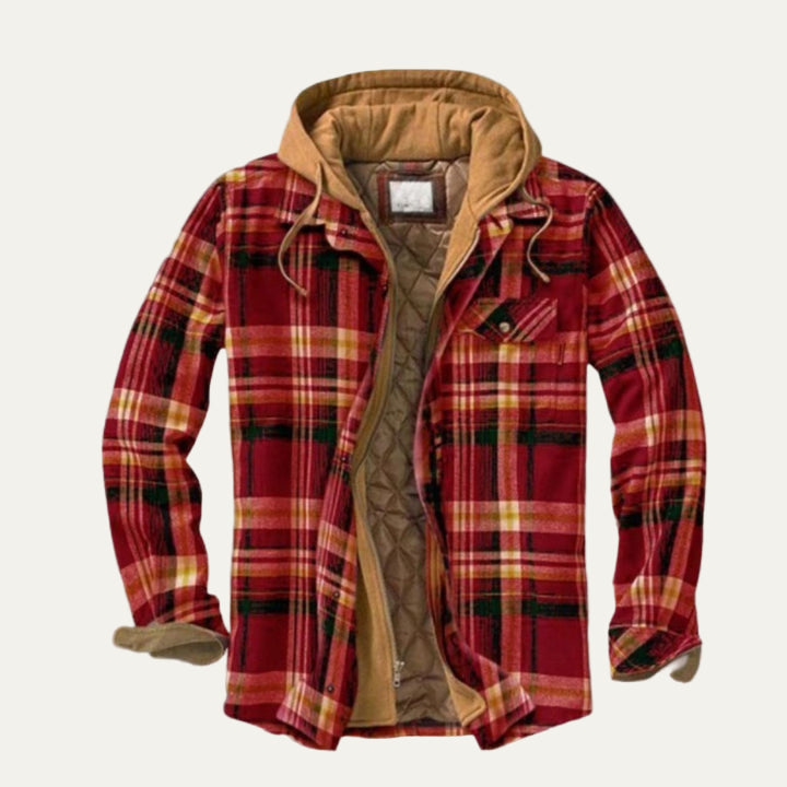 Warm Plaid Hooded Shirt Jacket for Men