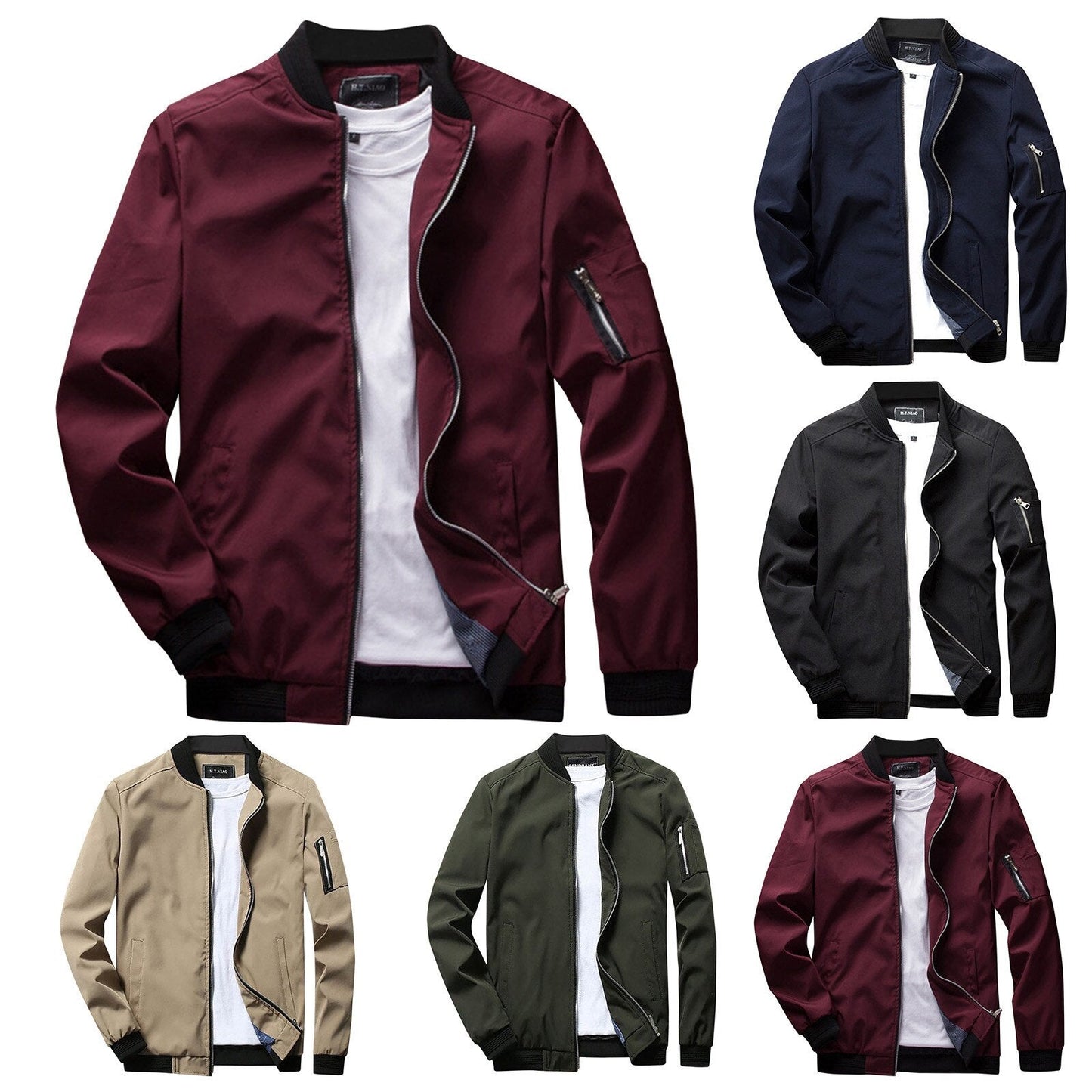 Men's Relaxed Fit Bomber Jacket with Zip Pockets