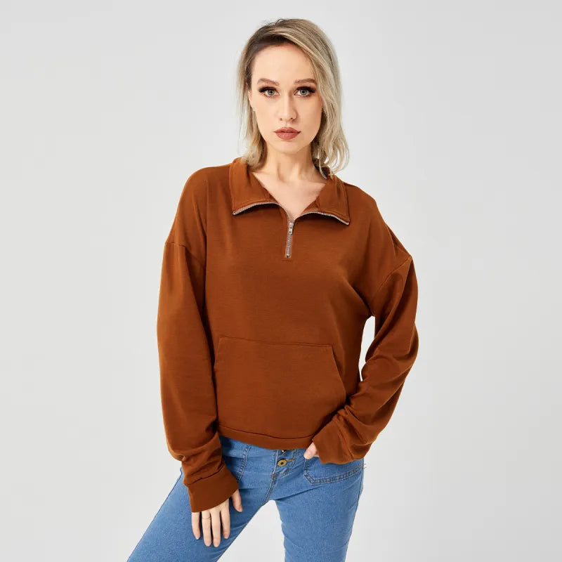 Stylish Women's Short Zip Up Sweater