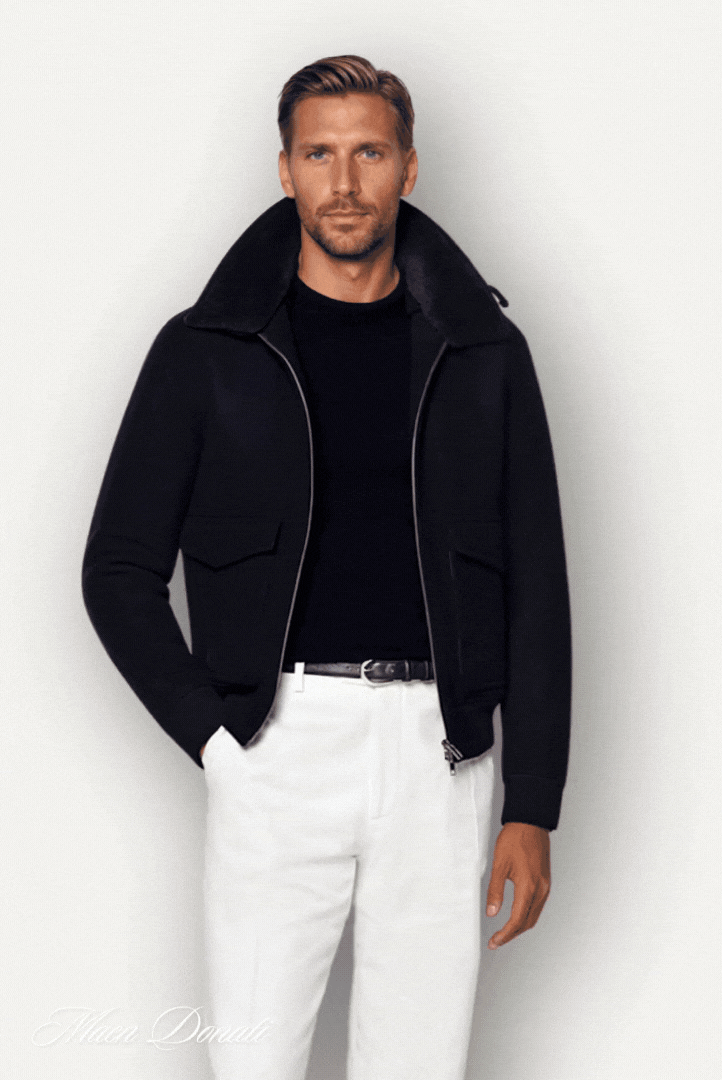 Men's Stylish Bomber Jacket with Faux Fur Collar
