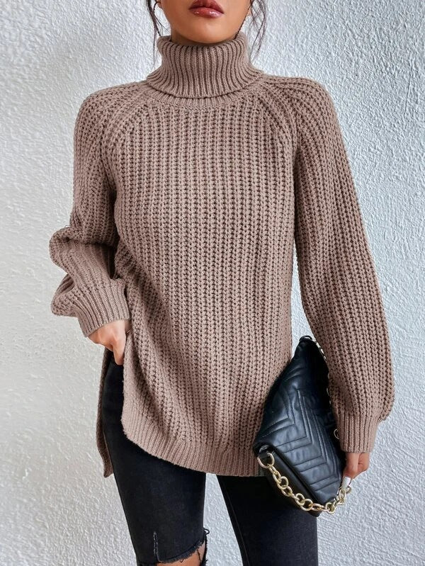 Fashionable Ladies Knit Turtleneck Jumper
