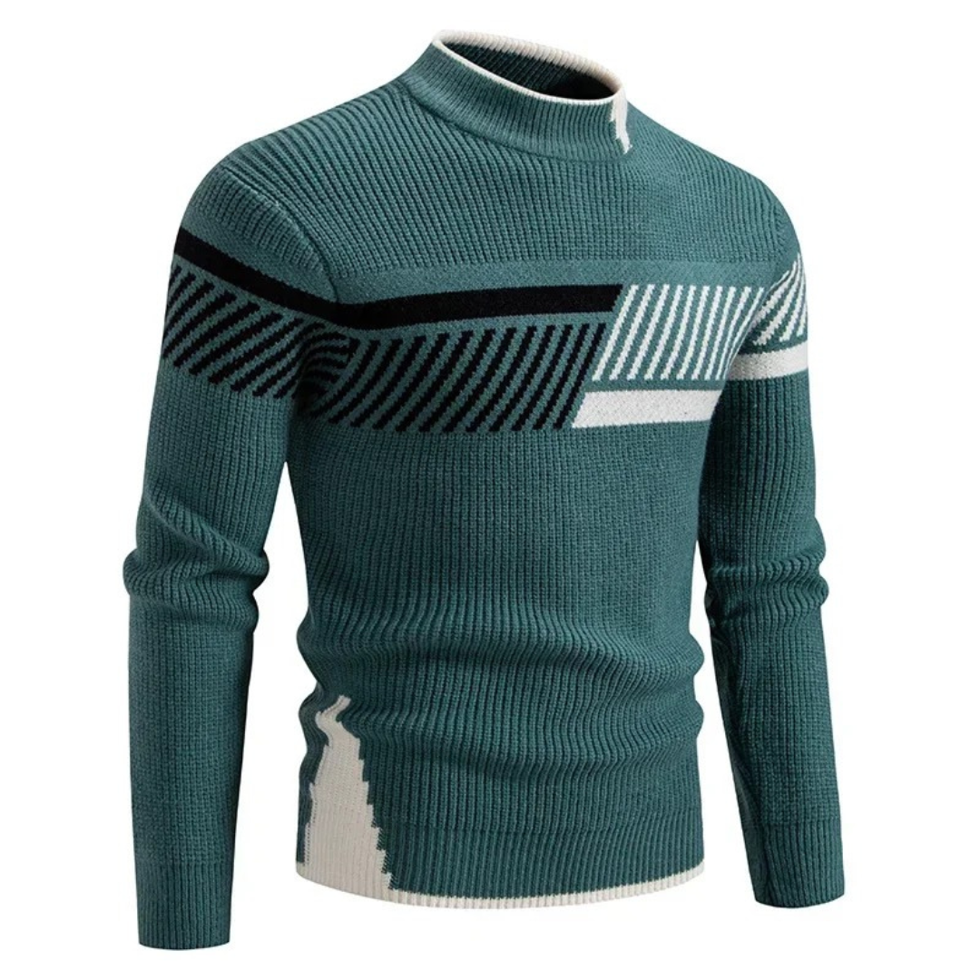 Men's Textured Crew Neck Colorblock Jumper Sweater