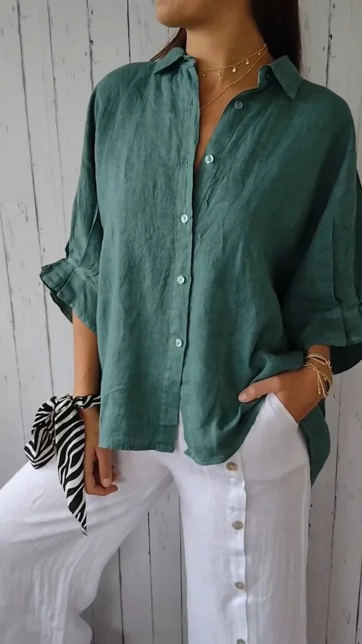 Camicia estiva in cotone e lino leggera