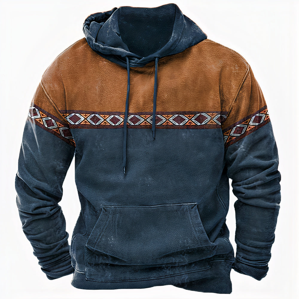 Vintage Style Mens Hoodie with Worldwide Graphic Print