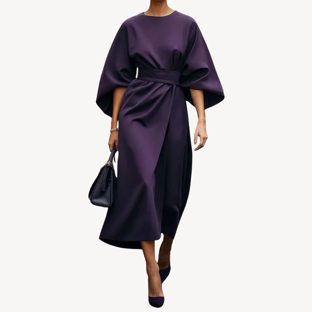 Casual Waist Tie Midi Dress