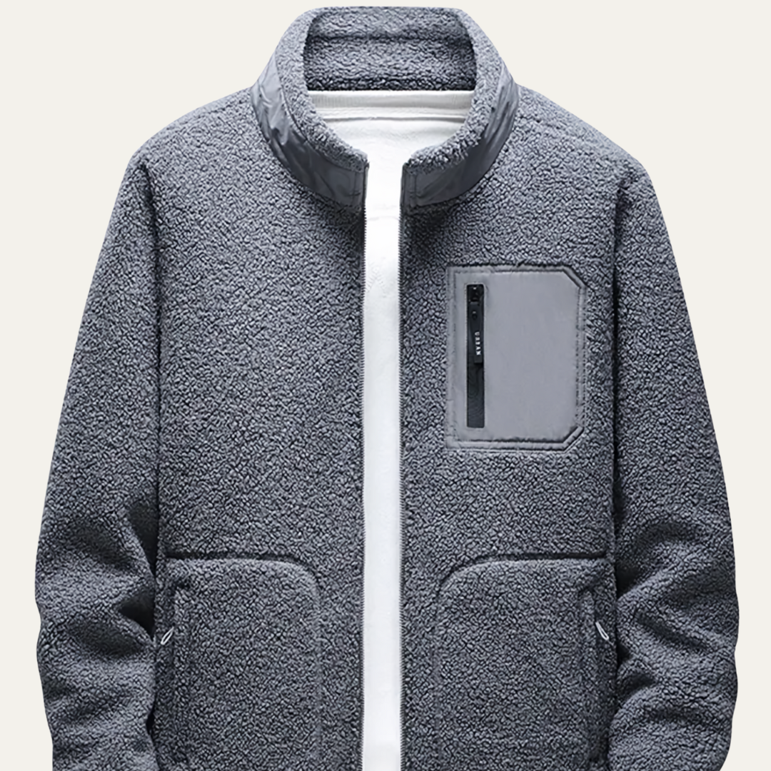 Warm Men's Fleece Zip Up Jacket with Pocket