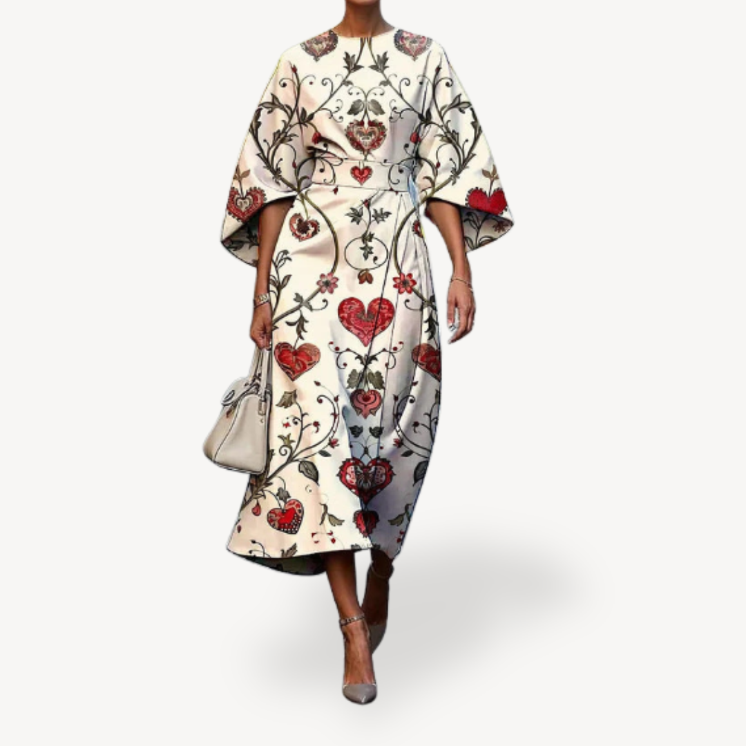 Ladies Elegant Flower Midi Dress