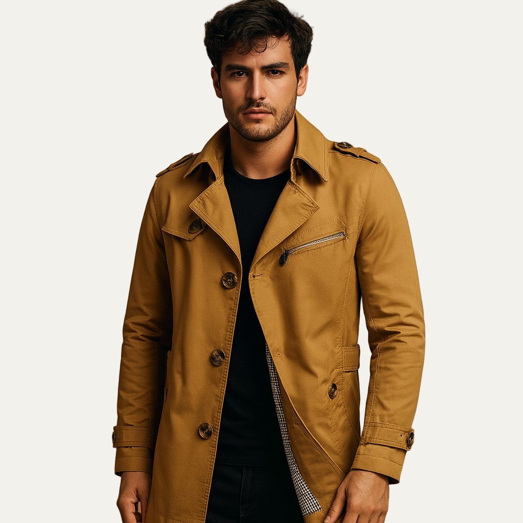 Classic Double Breasted Long Trench Coat