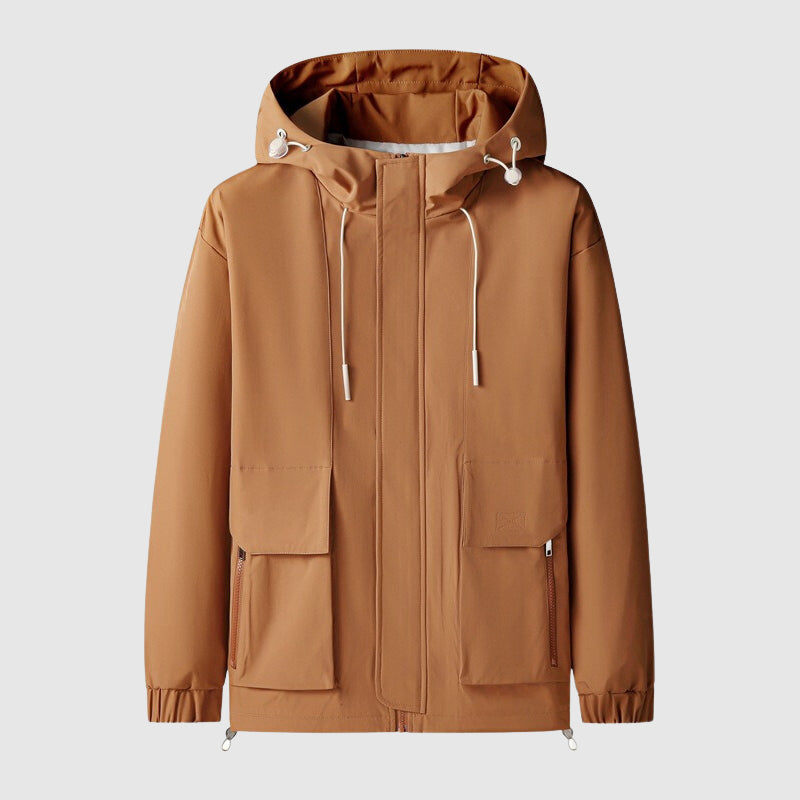 Waterproof Men's Coat with Hood and Zip Pockets