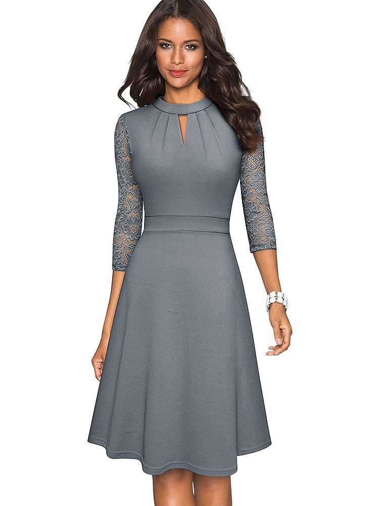 Elegant Ladies Lace Dress with Cut Out Design