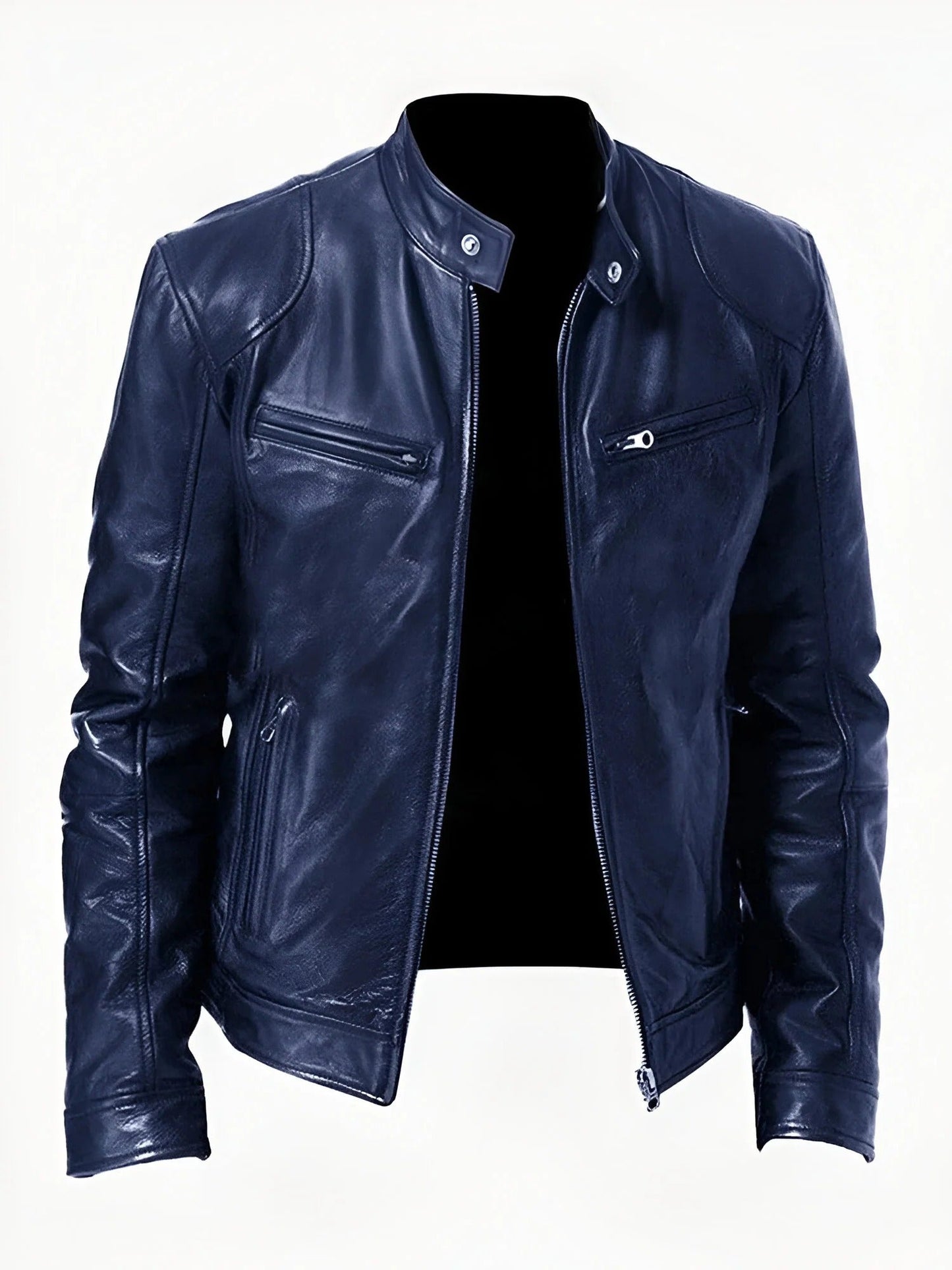 Classic Men's Black Leather Biker Jacket