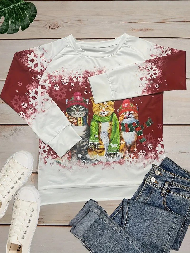 Cozy Holiday Kitty Graphic Sweatshirt