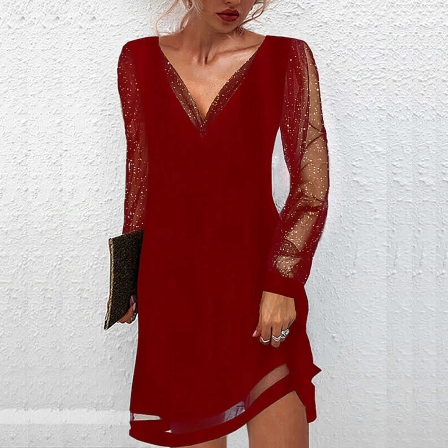 Elegant Lace Trim Women's Dress