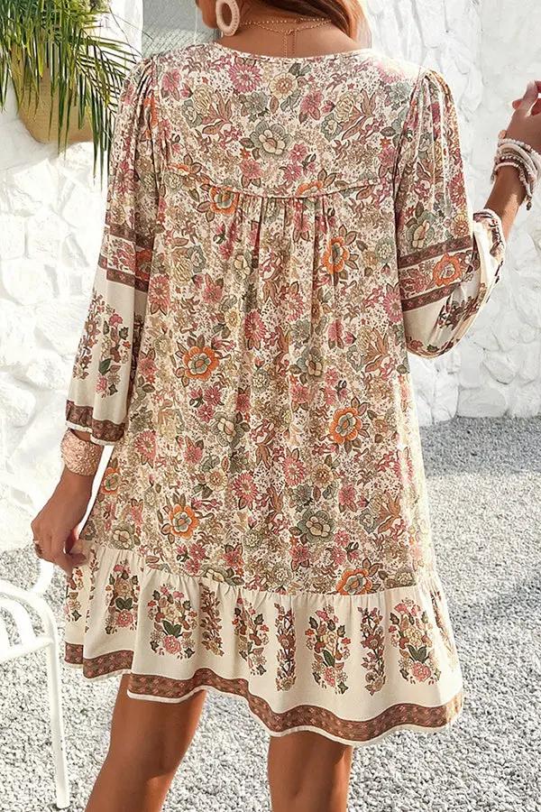 Trendy Floral V Neck Summer Dress
